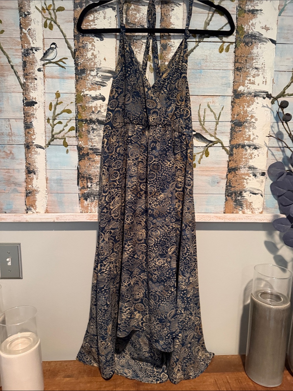Dex Navy Floral Print Maxi Dress